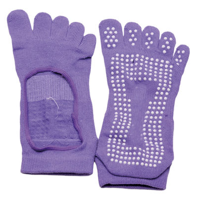 El algodón hizo punto yoga anti del resbalón pega el punto 5 Toe Yoga Grip Socks de la gimnasia